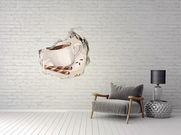 Hole wall sticker Coffee with cookies