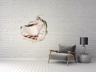 Hole wall sticker Coffee with cookies