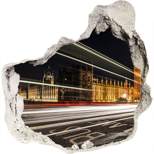 Hole wall sticker London landmarks at night
