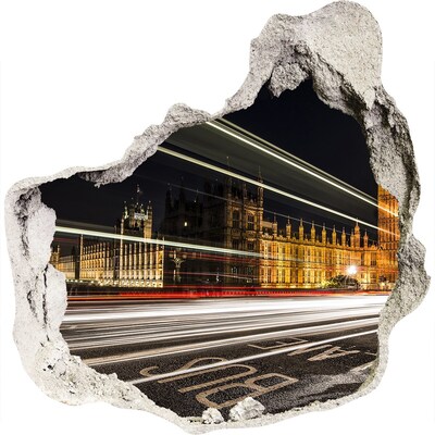Hole wall sticker London landmarks at night