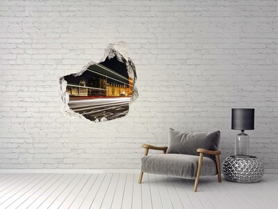 Hole wall sticker London landmarks at night