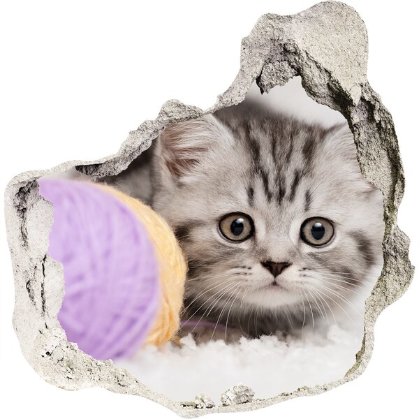 Hole in the wall sticker The kitten behind the wall