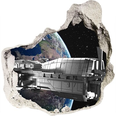 Hole in the wall decal A spaceship in the sky