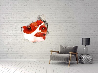 Hole in the wall decal Poppy flowers in a hole in the wall