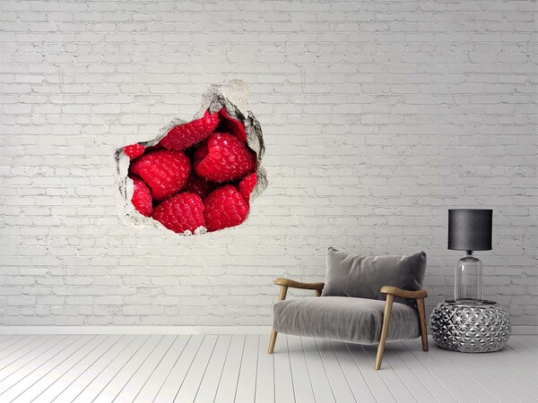 Hole in the wall sticker Raspberries in concrete