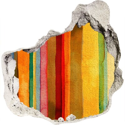 Hole in the wall sticker Colorful stripes in a damaged wall