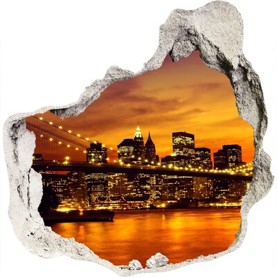 Hole in the wall sticker New York skyline at sunset