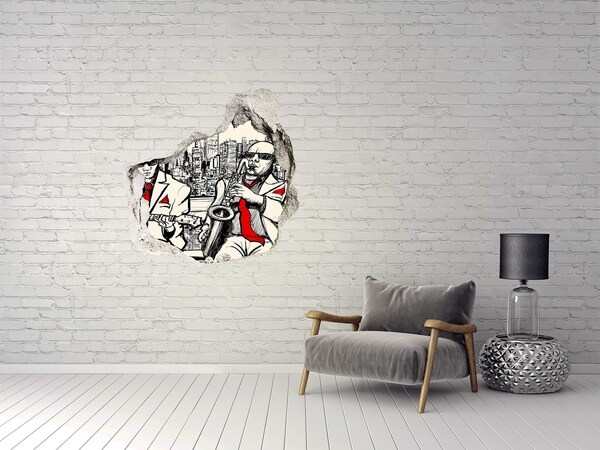 3D wall hole wallpaper Jazz scene in the city