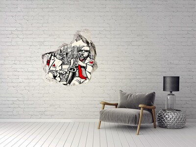 3D wall hole wallpaper Jazz scene in the city