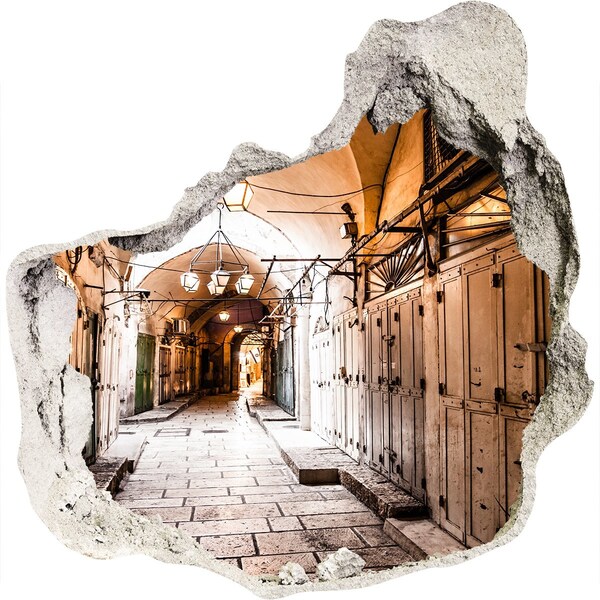 3D wall hole wallpaper The charm of the old bazaar