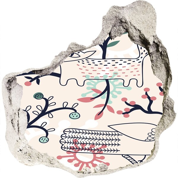 Hole in the wall decal Floral pattern with elements of nature