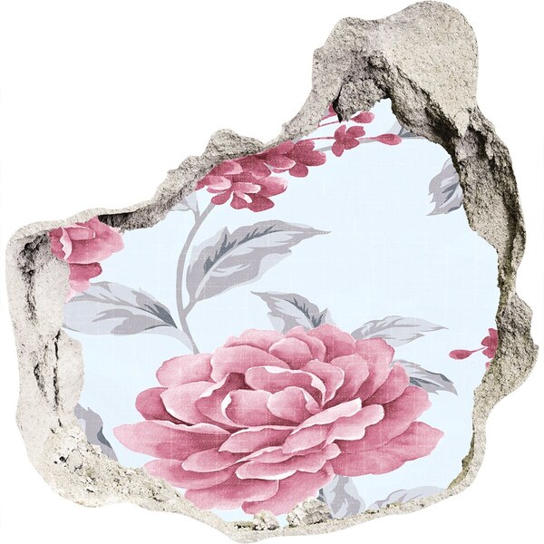 Hole in the wall decal Floral motif on a concrete background