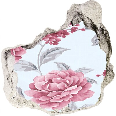 Hole in the wall decal Floral motif on a concrete background