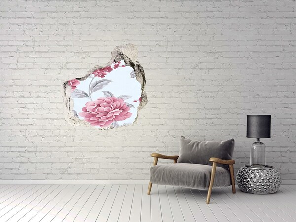 Hole in the wall decal Floral motif on a concrete background
