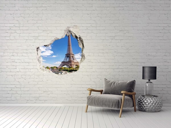 Hole wall sticker The Eiffel Tower in Paris