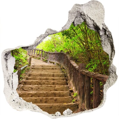 Hole wall sticker Forest path in the mountains