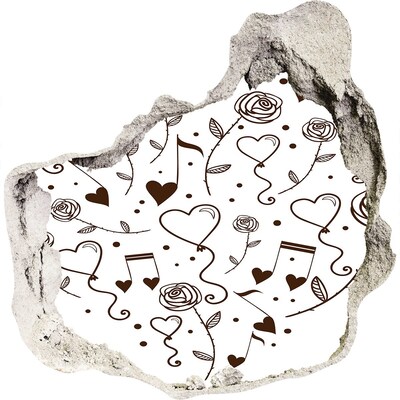 3D wall hole Musical Hearts and Roses