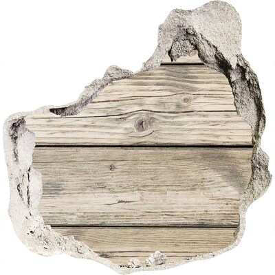 Hole wall sticker A wooden board in a hole in the wall