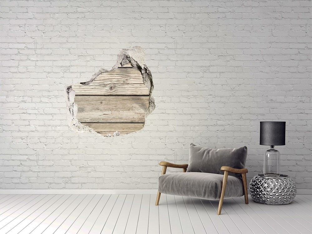 Hole wall sticker Wooden background