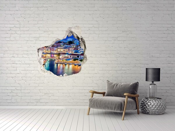 Hole wall sticker A picturesque seaside town