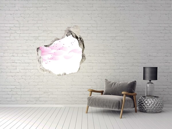 Hole wall sticker Pink wave through the hole in the wall