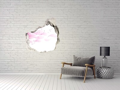 Hole wall sticker Pink wave through the hole in the wall