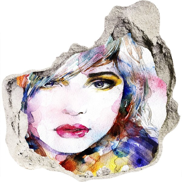 3D wall hole Portrait in a Broken Wall