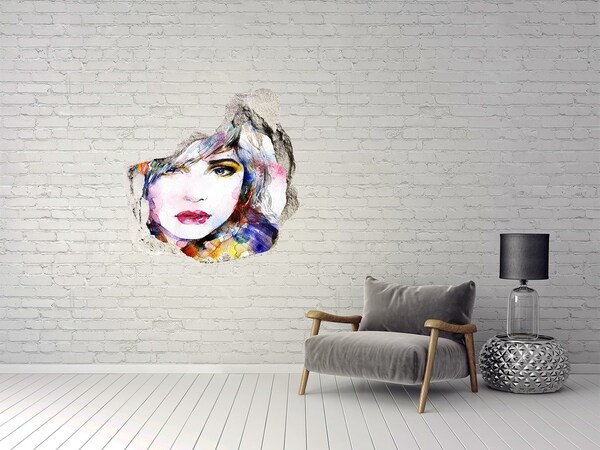 3D wall hole Portrait in a Broken Wall