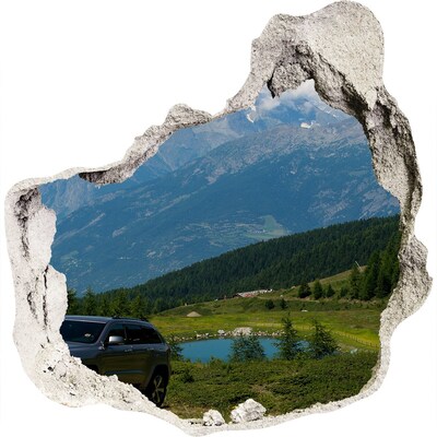 Hole wall sticker Mountain landscape with a lake