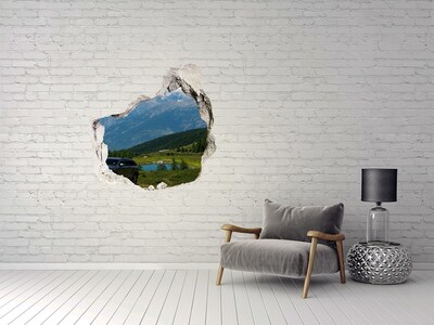 Hole wall sticker Mountain landscape with a lake