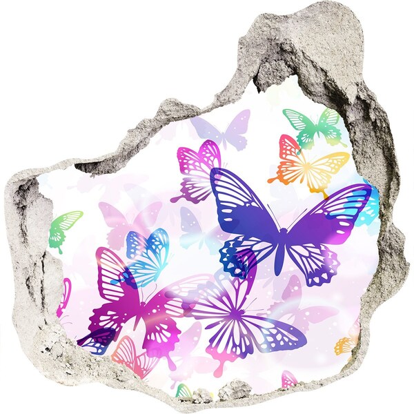 3D wall hole Colorful butterflies