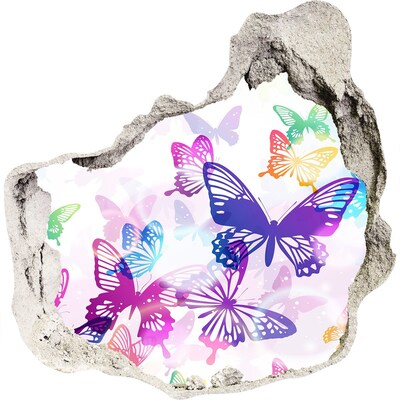 3D wall hole Colorful butterflies