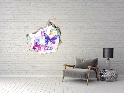 3D wall hole Colorful butterflies