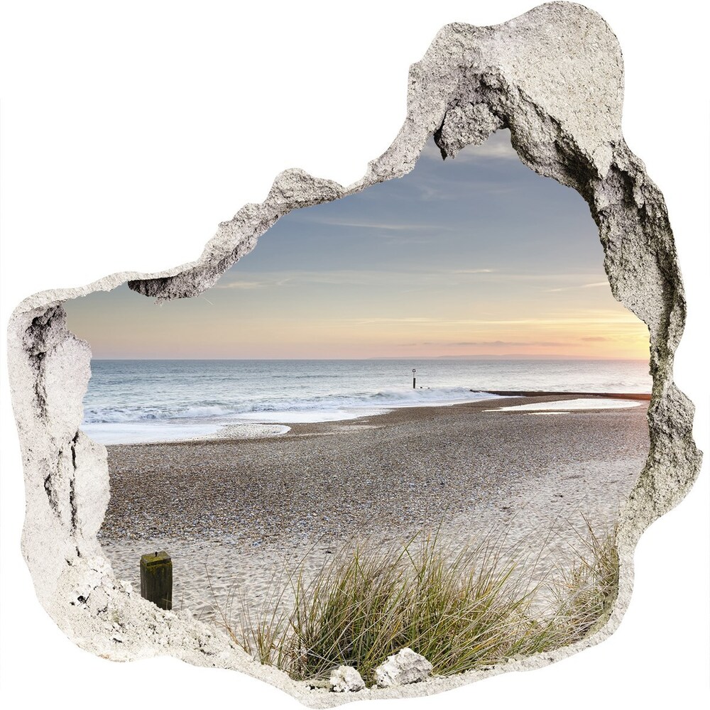 3D wall hole wallpaper Sunset and dunes