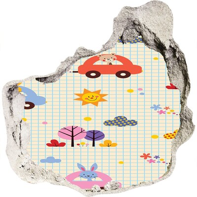 3D wall hole wallpaper A children's world full of joy