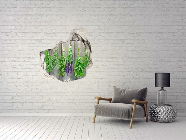 Hole wall sticker Herb garden behind the wall