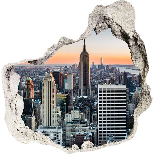 Hole in the wall decal New York at sunset