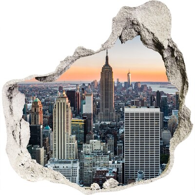 Hole in the wall decal New York at sunset