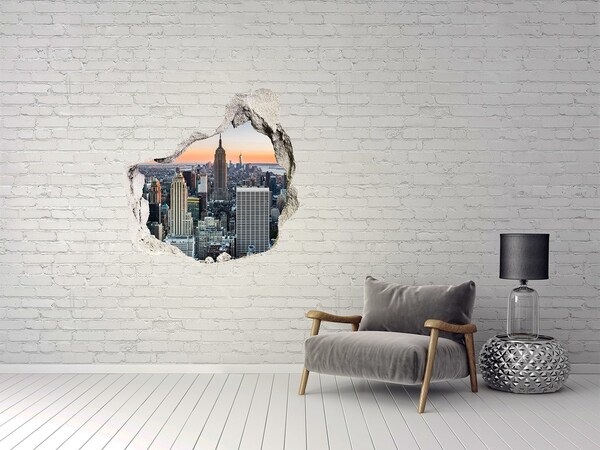 Hole in the wall decal New York at sunset