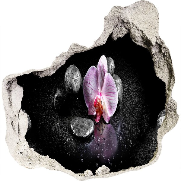 Hole wall sticker Orchid flower surrounded by stones