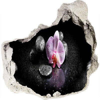 Hole wall sticker Orchid flower surrounded by stones