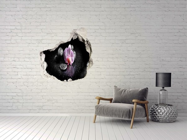 Hole wall sticker Orchid flower surrounded by stones