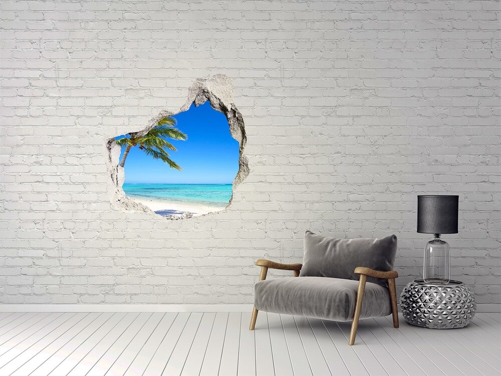 Hole in the wall decal Tropical beach