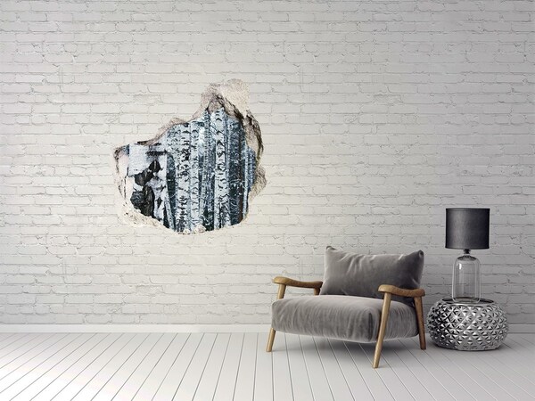 Hole in the wall decal Birch trees