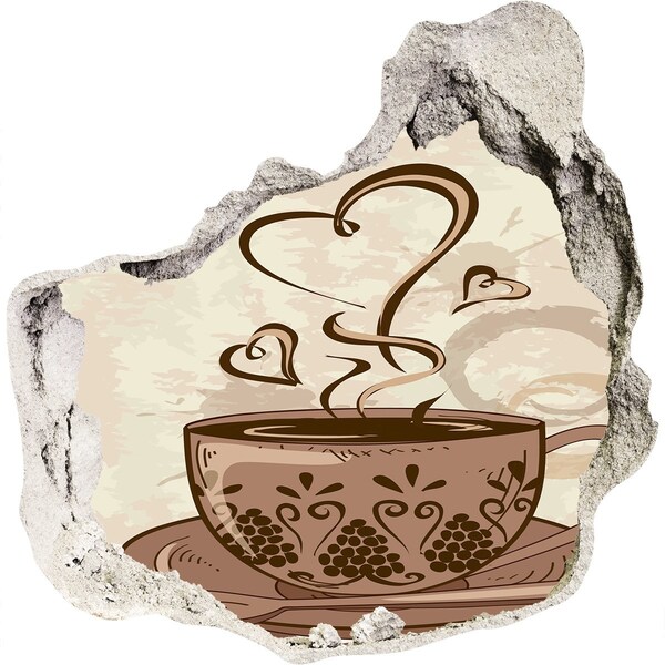 Hole in the wall sticker A charming cup of steaming coffee