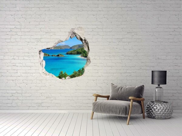 Hole in the wall sticker Tropical bay with turquoise water