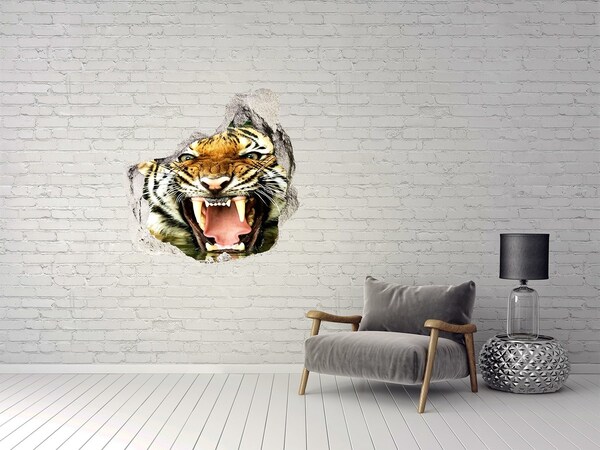 Hole in the wall decal Roaring tiger