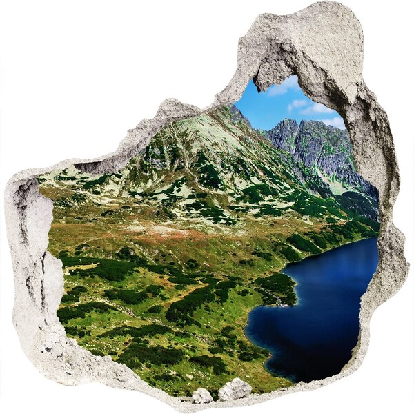 Hole in the wall decal Valley in the mountains