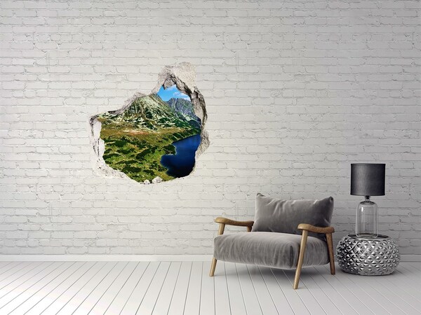 Hole in the wall decal Mountain landscape with a lake