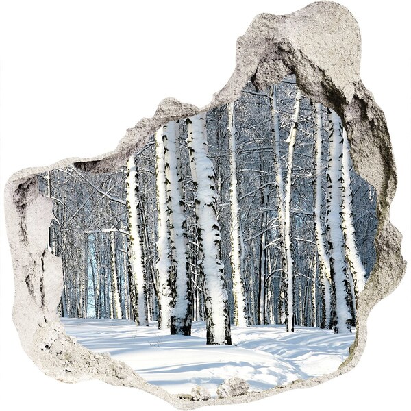 Hole in the wall decal Winter forest in white